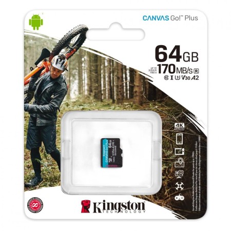Card de Memorie MicroSDXC Card Kingston Canvas GO Plus, 64GB, Class 10