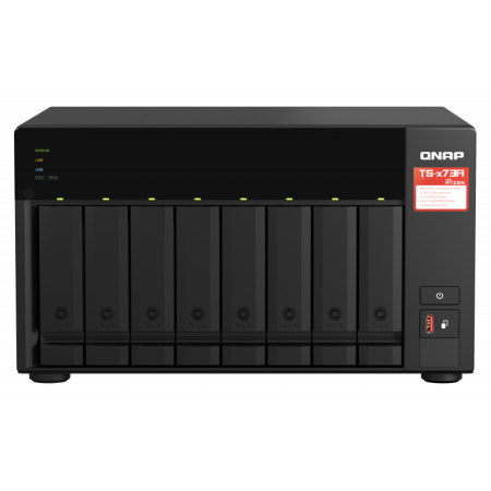 NAS QNAP 873A 8-Bay, CPU AMD Ryzen V1000 series V1500B 4C/8T 2.2GHz, RAM 8GB (1x 8GB) DDR4 (2 x SODIMM slots, max. 64GB, suport 