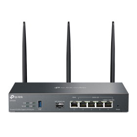 "Omada AX3000 Wi-Fi 6 Gigabit VPN Router PORT: 1× Gigabit SFP WAN/LAN Port, 1× Gigabit RJ45 WAN Port, 4× Gigabit WAN/LAN RJ45 Po