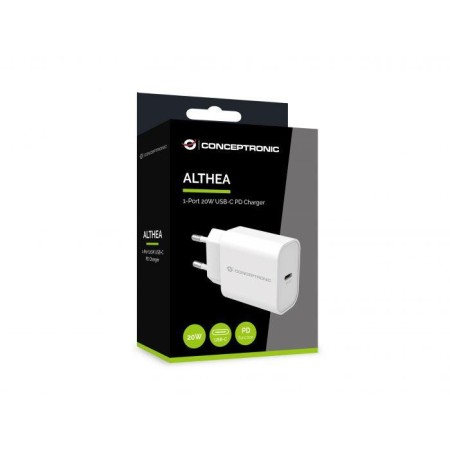 CONCEPTRONIC ALTHEA07W 1-Port 20W USB-C PD Charger, 40.2 x 43.5 x 2...