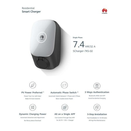 Statie incarcare V.E. Huawei Smart Charger 7.4 kW, 230V, 6A-32A, pr...