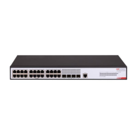 Switch Hikvision DS-3E2528-HI-24T4F: 24 × Gigabit RJ45 port,4 × Gigabit fiber optical port, capacitate: 56 Gbps, alimentare: AC：