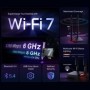 BE9300 Tri-Band Wi-Fi 7 Bluetooth PCI Express Adapter SPEED: 5760 Mbps at 6 GHz + 2880 Mbps at 5 GHz + 688 Mbps at 2.4 GHz SPEC: