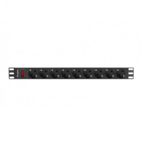 Unitate distributie alimentare PDU 19", 1U, 16A, 9 prize , negru