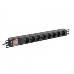Unitate distributie alimentare PDU 19", 1U, 16A, 8 prize , negru