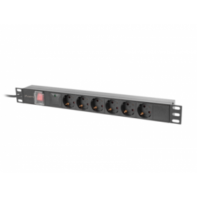 Unitate distributie alimentare PDU 19", 1U, 16A, 6 prize , negru