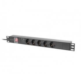 Unitate distributie alimentare PDU 19", 1U, 16A, 5 prize , negru