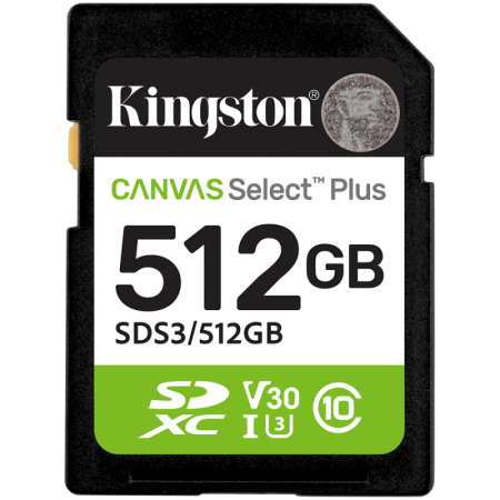 KINGSTON 512GB SDXC Canvas Select Plus Gen3 150MB/s C10 UHS-I U3 V30