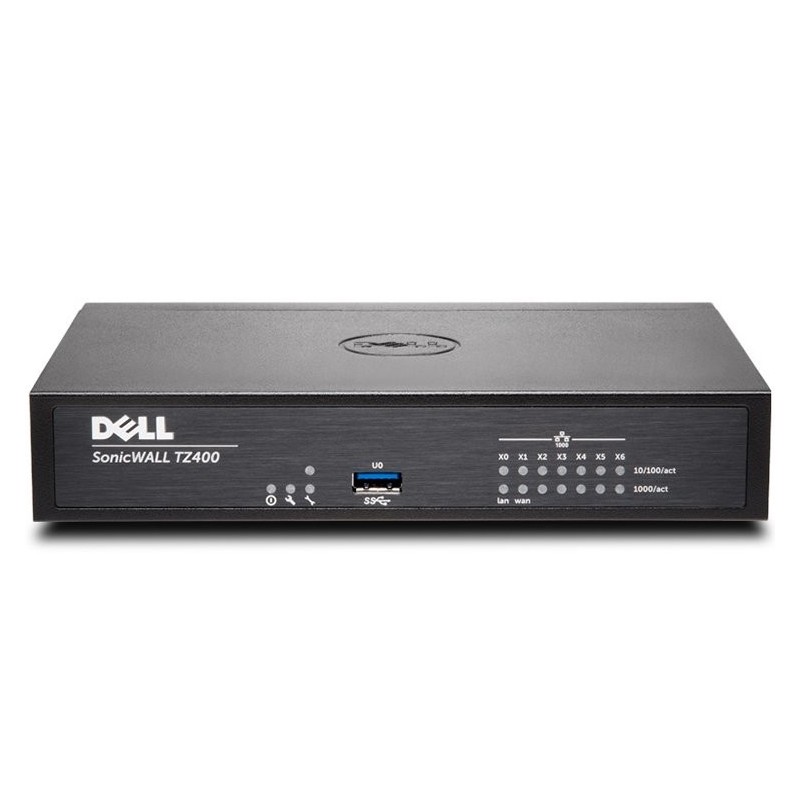 Firewall - Securitate DELL SonicWALL TZ400, 4x800MHz cores, 1GB RAM, 64MB Flash, 8 x RJ45 Ports 10/100/1000, USB, VPN, VLAN S...