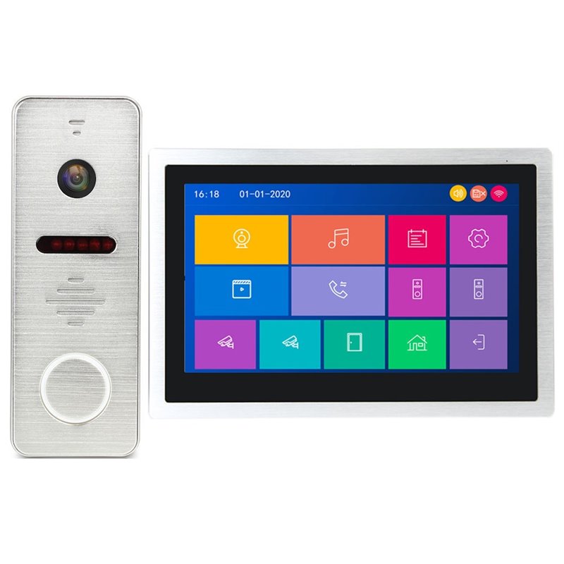 Kit Videointerfon AHD MorningTech HD 10” Slot Card Wifi Tuya App - Negru