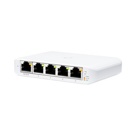UBIQUITI Flex Mini (4) GbE ports (1) GbE PoE input port for power Optional powering with included 5V, 1A USB-C adapter.