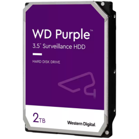 HDD Video Surveillance WD Purple 2TB CMR, 3.5'', 64MB, 5400 RPM, SATA, TBW: 180