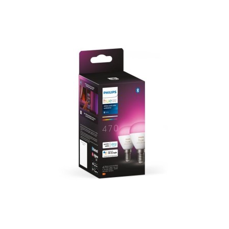2 Becuri LED RGB inteligente Philips Hue P45, Bluetooth, E14, 5.1W ...