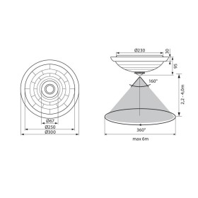 Plafoniera cu senzor de miscare Vivalux LEO F30, 2xE27, max. 2x40W,...